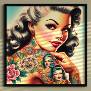 Póster Pinza de tatuaje de la vieja escuela