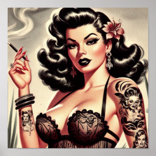 Póster Pinza de tatuaje vintage