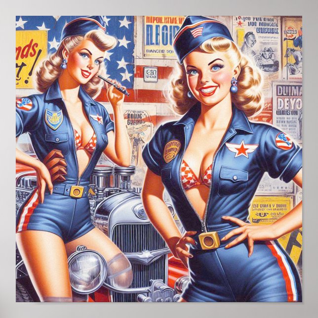 Póster Pinza mecánica retro (Frente)