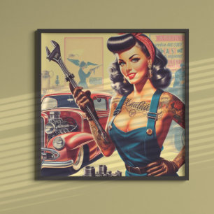 Póster Pinza mecánica vintage