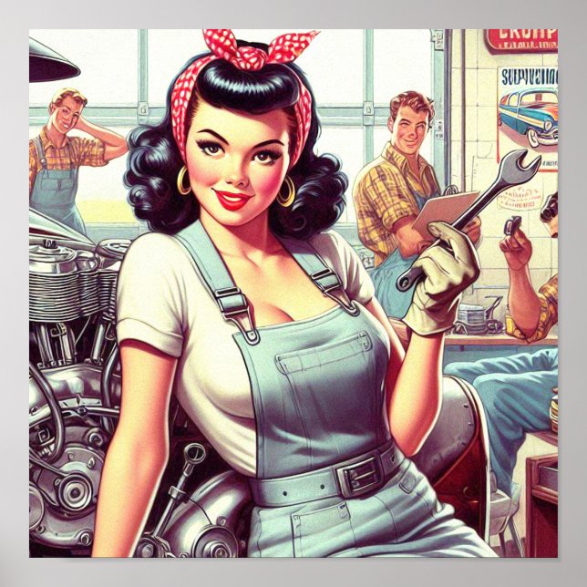 Póster Pinza mecánica vintage (Frente)
