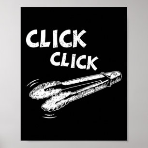 Póster Pinzas Click A Click Bbq Parrillada Parrillando Co