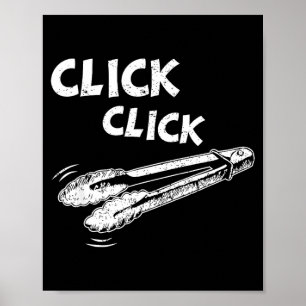 Póster Pinzas de clic para barbacoa a la parrilla