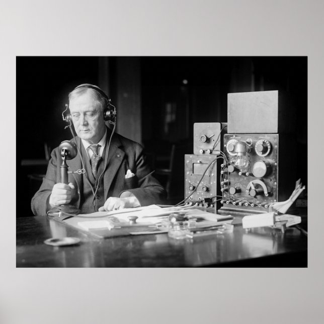 PÓSTER PIONERO DE RADIO TEMPRANO DE 1923 (Frente)