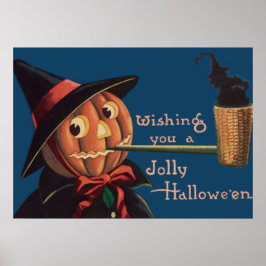 Póster Pipa de bruja de calabaza Jack O' Lantern