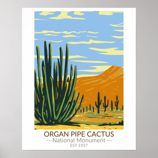 Póster Pipe de órgano Cactus Monumento Nacional Arizona (Frente)