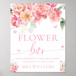 Póster Piper Peony Flor de mariposa floral Rótulo Bar