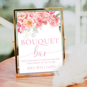 Póster Piper Peony Floral Bouquet Flower Bar Rótulo