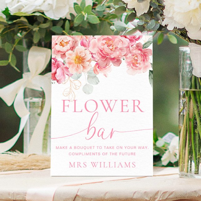 Póster Piper Peony Floral Flor Bar Rótulo (Flower Bar Sign Piper Peony )