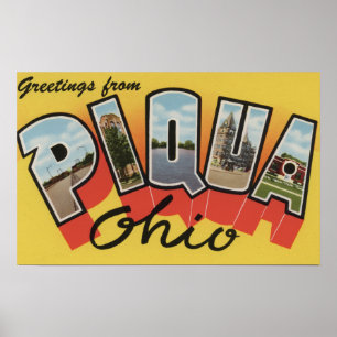 Póster Piqua, letra ScenesPiqua, OH de OhioLarge