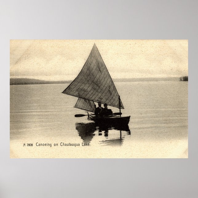 Póster Piragüismo en el lago Chatauqua Nueva York 1905 (Frente)