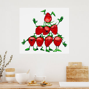 Póster Pirámide de Frutas de la Feliz Familia de las Fres