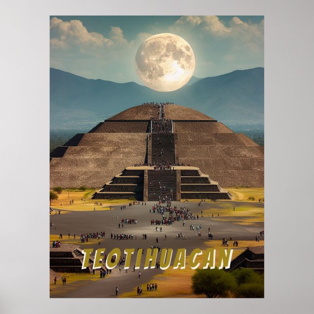Póster Pirámide de la Luna, Teotihuacán, México Travel (Frente)