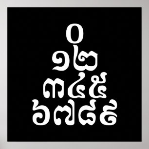 Póster Pirámide de números camboyanos - 0 12 345 6789 Jem