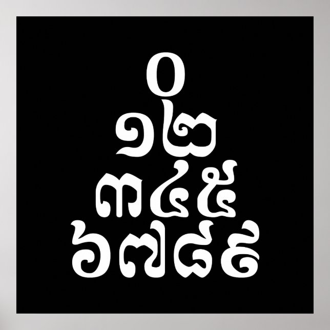 Póster Pirámide de números camboyanos - 0 12 345 6789 Jem (Frente)