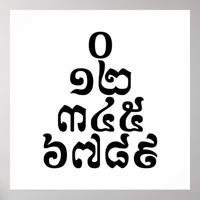 Póster Pirámide de números camboyanos - 0 12 345 6789 Jem (Frente)