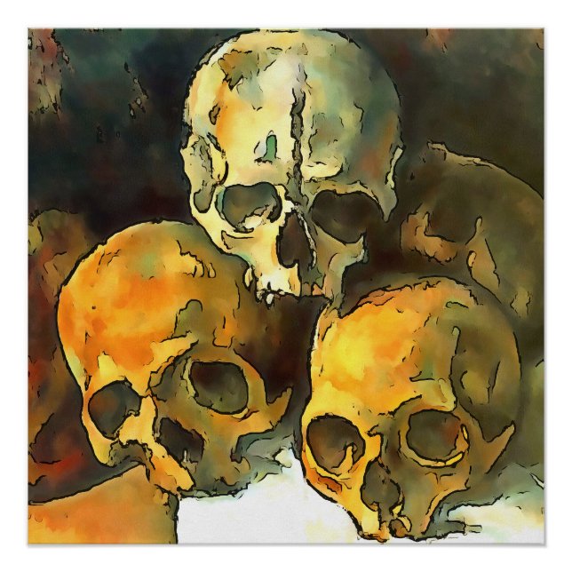Póster Pirámide de Skulls Arte de contorno negro después  (Anverso)