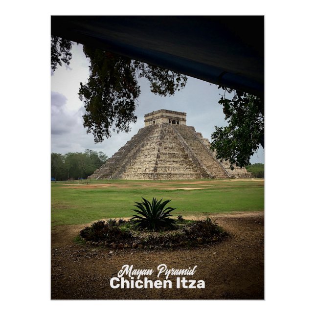 Póster Pirámide maya CHICHEN ITZA Recordatorio de viaje (Anverso)