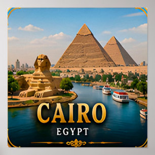 Póster Pirámides de El Cairo y esplendor eterno del Nilo