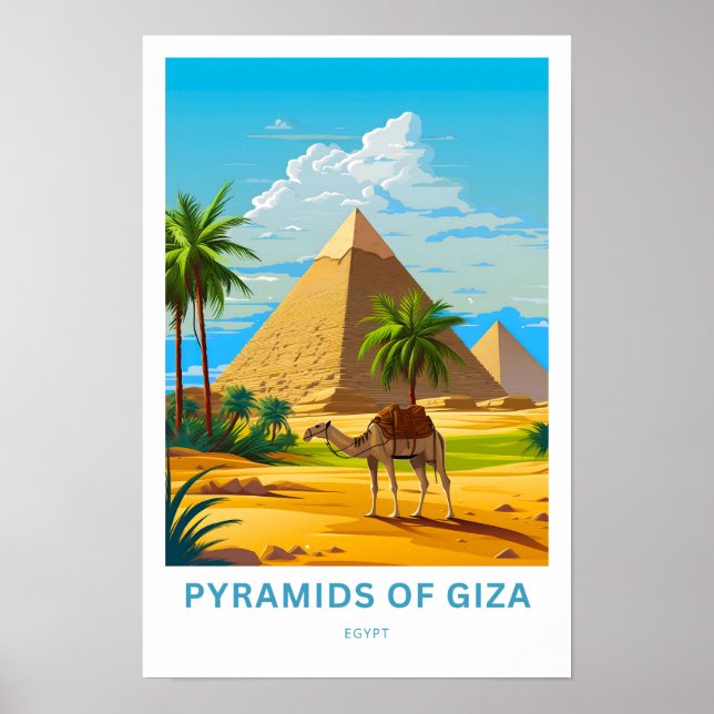 Póster Pirámides de Giza Egipto impresos de viaje (Frente)