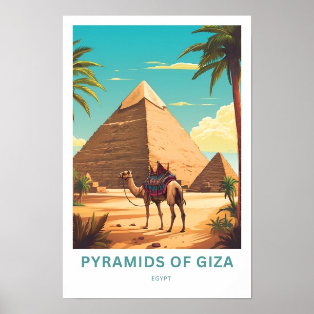 Póster Pirámides de Giza Egipto impresos de viaje (Frente)