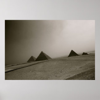 Póster Pirámides de Giza Negro y Blanco