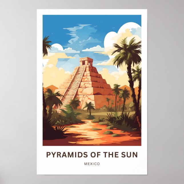 Póster Pirámides del Sol México Viaje Imprimir (Frente)