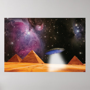 Póster Pirámides Egipcias Giza se Encuentran con el Espac