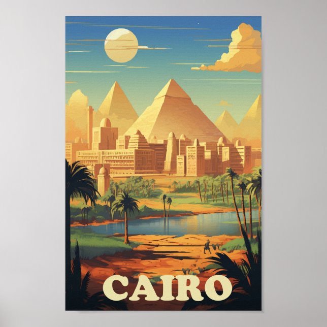 Póster Pirámides Egipto Famoso lugar de viaje (Frente)