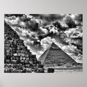 Póster Pirámides en Giza, El Cairo, Egipto
