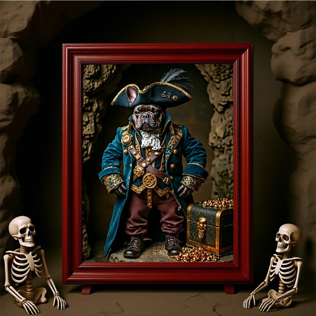 Póster Pirata azul Bulldog francés oscuro marrón (Subido por el creador)