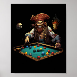 Póster Pirata Billiards Pool Jugador Buccaneer Deportes 1