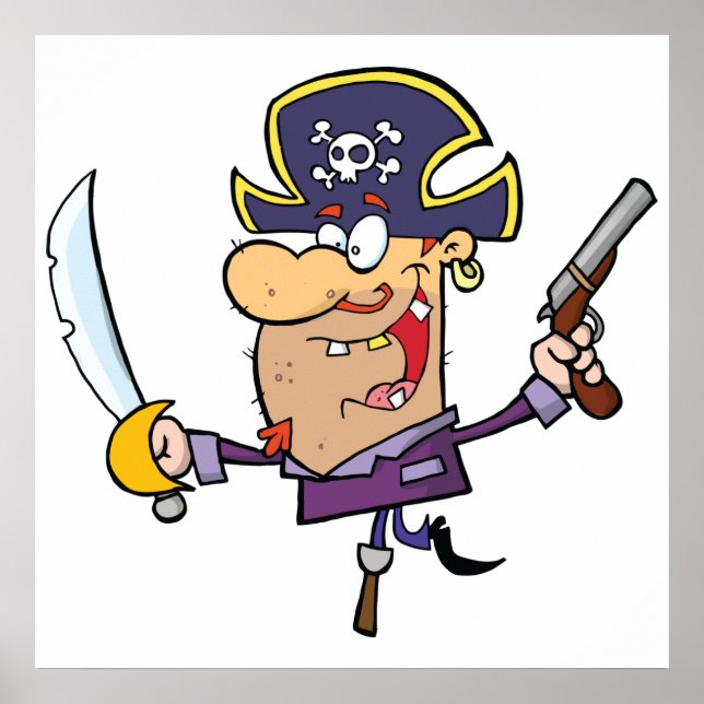 Póster Pirata de Dibujos Animados (Frente)