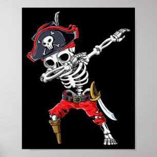 Póster Pirata esqueleto haciendo dab