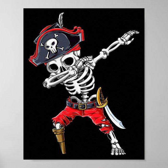 Póster Pirata esqueleto haciendo dab (Frente)