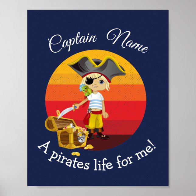 Póster Pirata Fiesta Nautical Blue Boy (Frente)