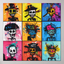 Póster Pirata Graffiti y Personajes NFT Cuadrícula Urbana