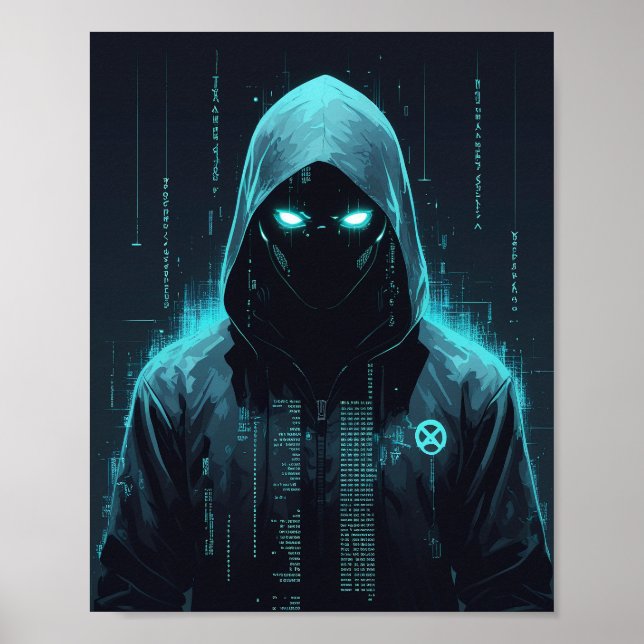 Póster Pirata informático con capucha digital (Frente)