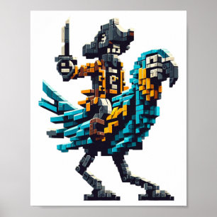 Póster Pirata Montando Loro Estilo Bloque Juegos Jugador 