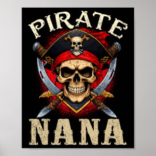Póster Pirata Nana Skull Jolly Roger Halloween Pirate Fam