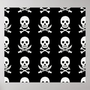 Póster Pirata Skulls Crossbone Seless Pattern