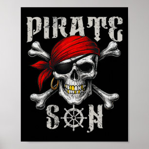 Póster Pirata Son Jolly Roger Bandera Y Crossbone Cráneo