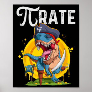 Póster Pirata T-rex Pi Rate Dino Pi Rate Friki De Las Mat