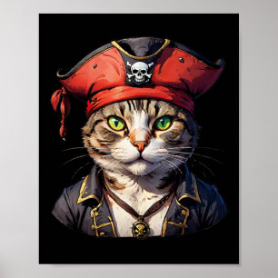 Póster Pirata Y Gato El Bucanero felino