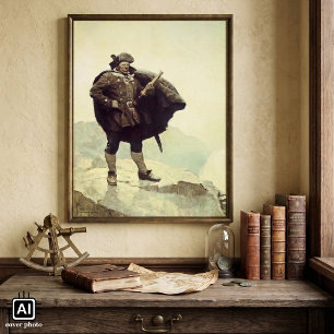 Póster Piratas antiguos, capitán Bill Bones por NC Wyeth