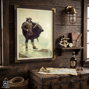 Póster Piratas antiguos, Capitán Bill Bones por NC Wyeth