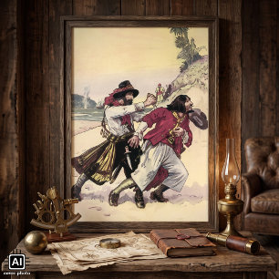 Póster Piratas Antiguos, Duelo hasta la Muerte en la Play