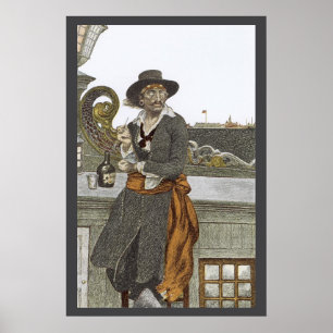 Póster Piratas antiguos, Kidd en la cubierta de la galera