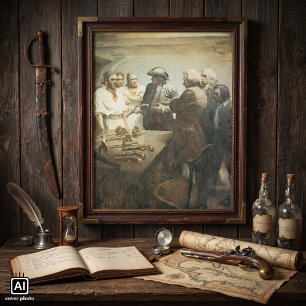 Póster Piratas antiguos, preparándose para un motín por N