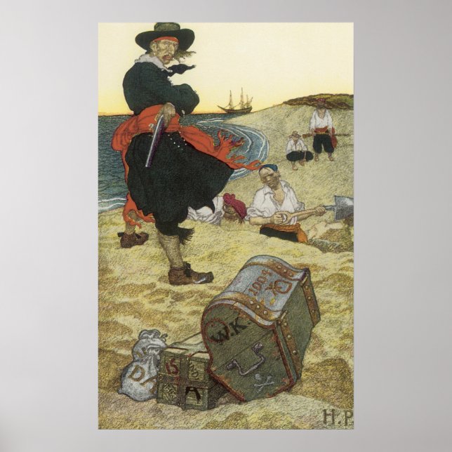 Póster Piratas de época, tesoro de enterramiento de Willi (Frente)